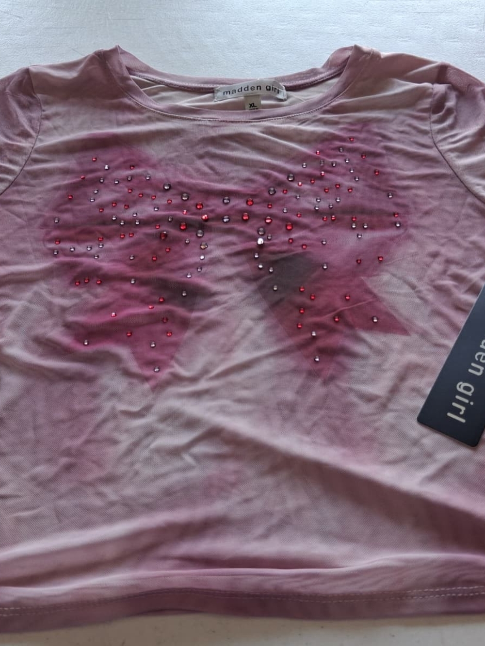 Madden Girl Light Pink Crewneck Tee with Subtle Texture